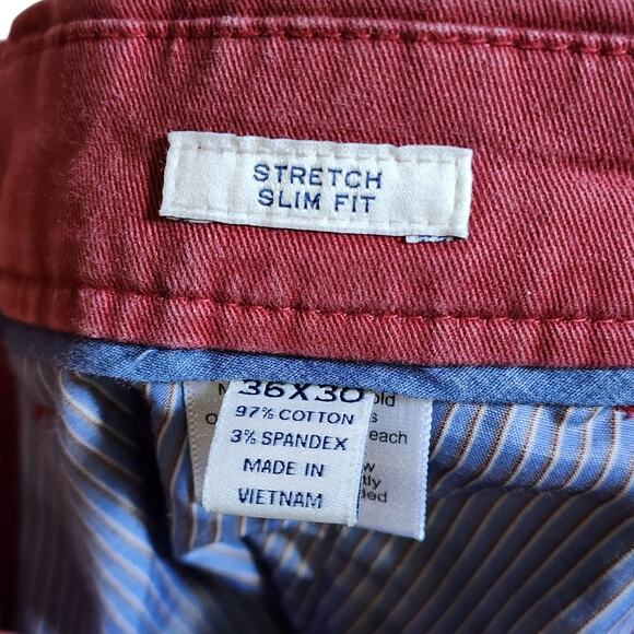 Joseph Abboud Mens Chino Khaki Pants Size 36 X 30 Red Straight Leg - Picture 7 of 10
